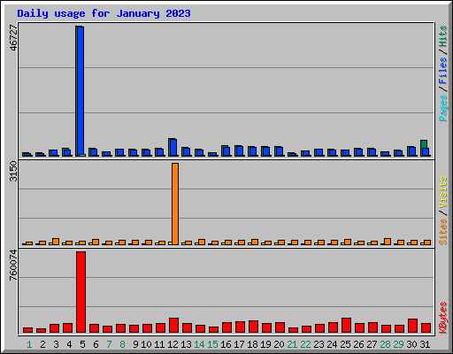 Daily usage for January 2023