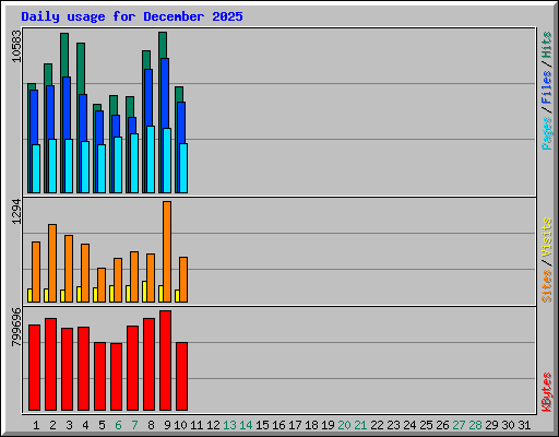 Daily usage for December 2025