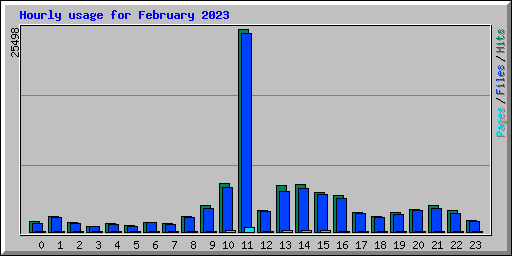 Hourly usage for February 2023